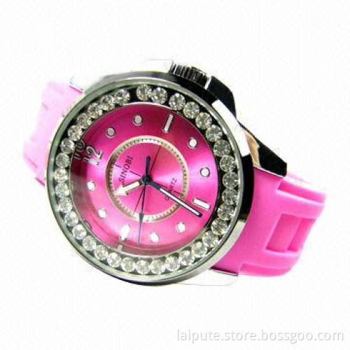 Promotional Ladies' Cheap Watch with Fashionable Design and Diamond